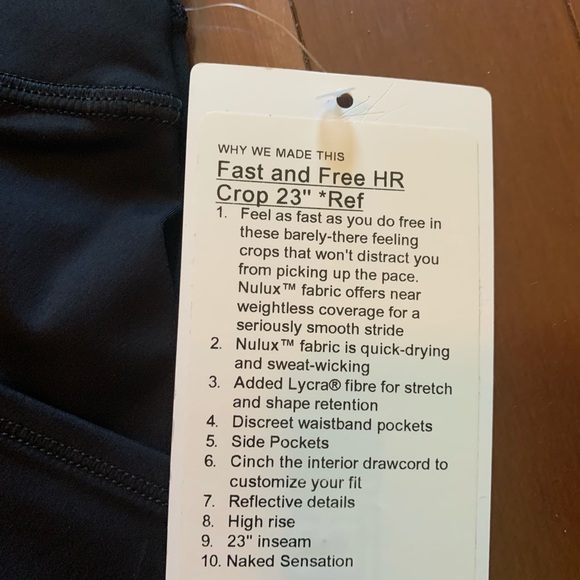 NWT Lululemon Fast and Free High-Rise Crop 23" - Picture 2 of 6
